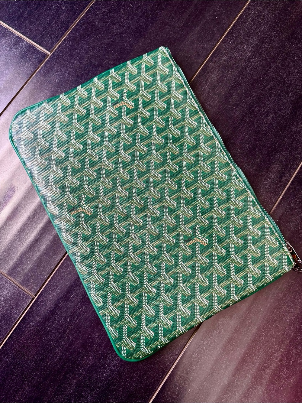 Inspired Green Chevron Patterned Canvas
Zip Pouch Clutch - Picture 4 of 9